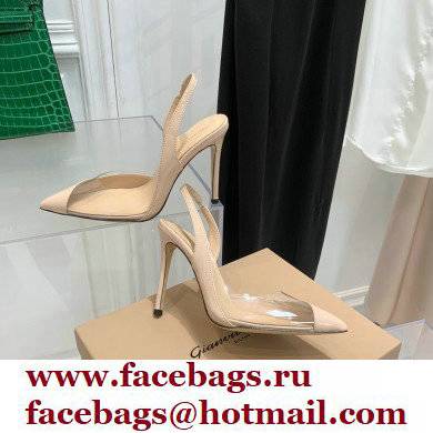 Gianvito Rossi Heel 10.5cm PLEXI PVC and Patent leather Slingback Pumps Nude 2022 - Click Image to Close