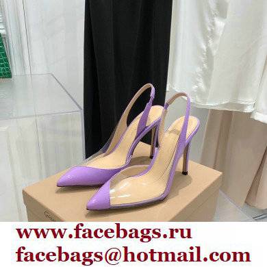 Gianvito Rossi Heel 10.5cm PLEXI PVC and Patent leather Slingback Pumps Violet 2022