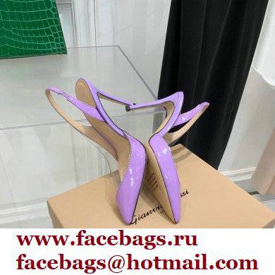 Gianvito Rossi Heel 10.5cm PLEXI PVC and Patent leather Slingback Pumps Violet 2022 - Click Image to Close