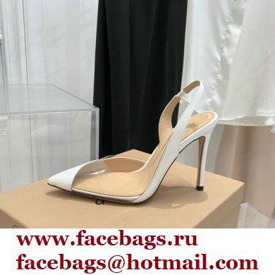 Gianvito Rossi Heel 10.5cm PLEXI PVC and Patent leather Slingback Pumps White 2022 - Click Image to Close