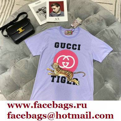 Gucci Tiger Interlocking G T-shirt PURPLE 2022 - Click Image to Close