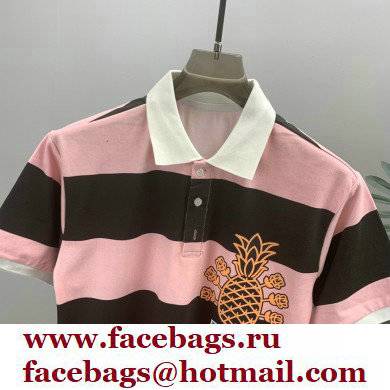 Gucci striped Pineapple polo shirt pink 2022