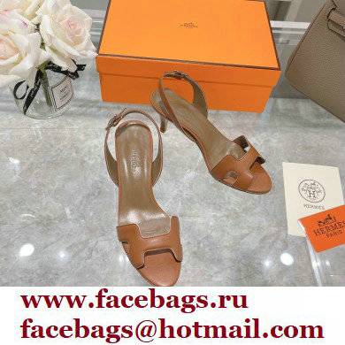 HERMES 7CM Eternite SANDALS IN BOX LEATHER TAN - Click Image to Close