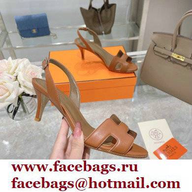 HERMES 7CM Eternite SANDALS IN BOX LEATHER TAN - Click Image to Close