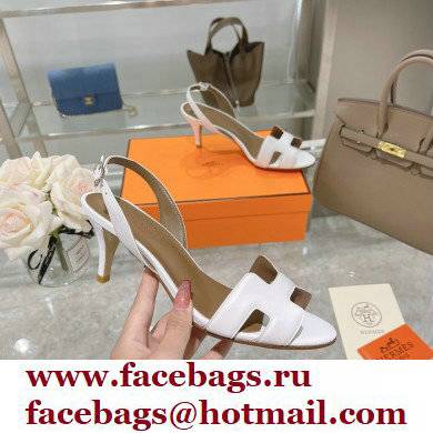 HERMES 7CM Eternite SANDALS IN BOX LEATHER WHITE - Click Image to Close