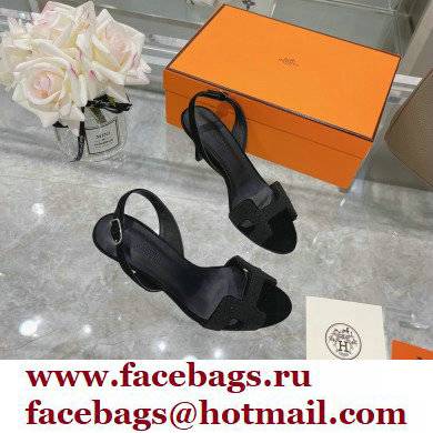 HERMES 7CM Eternite SANDALS IN EPSOM LEATHER black crystals - Click Image to Close
