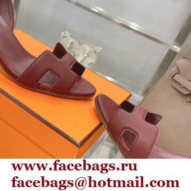 HERMES 7CM Eternite SANDALS IN EPSOM LEATHER burgundy - Click Image to Close