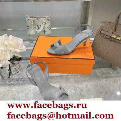 HERMES 7CM Eternite SANDALS IN EPSOM LEATHER gray - Click Image to Close