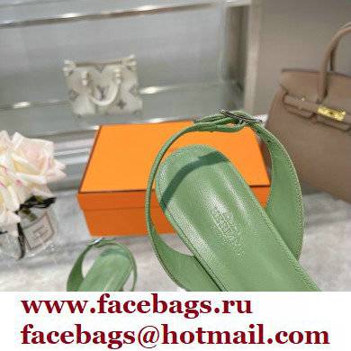 HERMES 7CM Eternite SANDALS IN EPSOM LEATHER green - Click Image to Close
