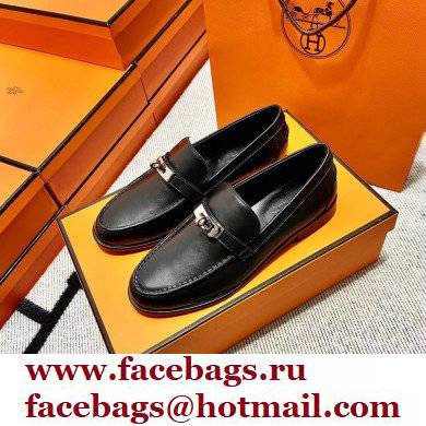 Hermes Leather kelly Loafers BLACK