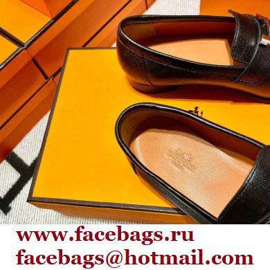 Hermes Leather royal Loafers Black/orange
