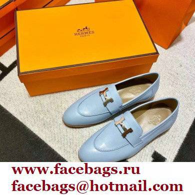 Hermes Leather royal Loafers Blue