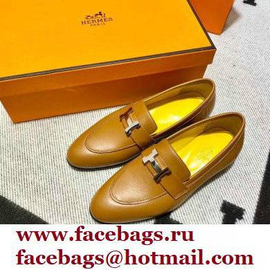 Hermes Leather royal Loafers Brown/yellow