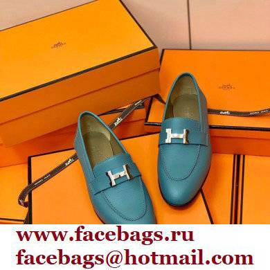 Hermes Leather royal Loafers denim blue