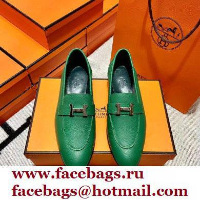 Hermes Leather royal Loafers green