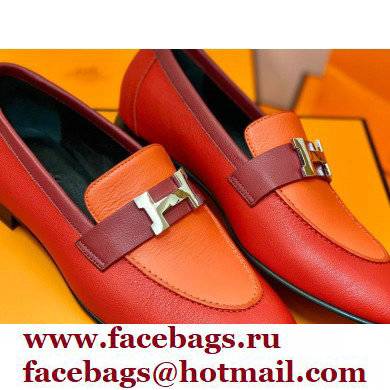 Hermes Leather royal Loafers red/orange