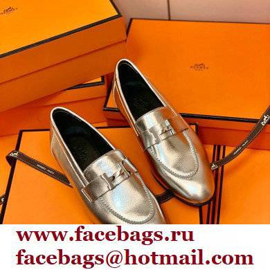 Hermes Leather royal Loafers silver