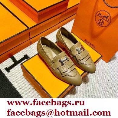 Hermes Leather royal Loafers with fringe tan