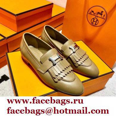 Hermes Leather royal Loafers with fringe tan
