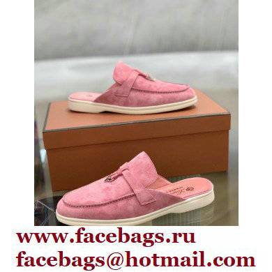 Loro Piana Suede Calfskin Babouche Charms Walk Loafers Pink - Click Image to Close
