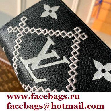 Louis Vuitton Monogram Empreinte Leather Clea Wallet Embroidered M81139 Black - Click Image to Close