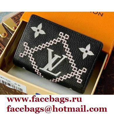 Louis Vuitton Monogram Empreinte Leather Clea Wallet Embroidered M81139 Black - Click Image to Close