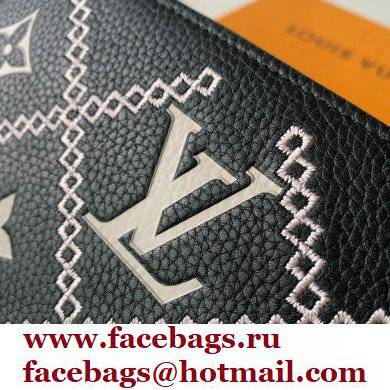 Louis Vuitton Monogram Empreinte Leather Zippy Wallet Embroidered Black
