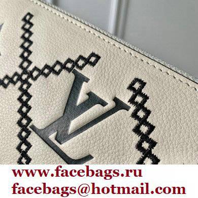 Louis Vuitton Monogram Empreinte Leather Zippy Wallet Embroidered M81141 Creme White