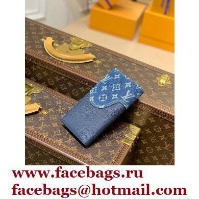 Louis Vuitton Monogram denim Brazza Wallet Blue