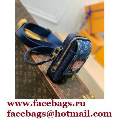 Louis Vuitton Monogram denim Flap Double Phone Pouch Bag M81060 Blue