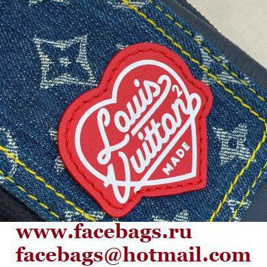 Louis Vuitton Monogram denim Flap Double Phone Pouch Bag M81060 Blue