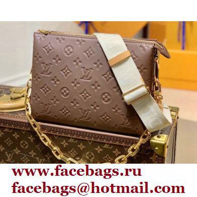 Louis Vuitton Monogram-embossed Lambskin Coussin PM Bag M59277 Taupe - Click Image to Close