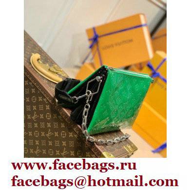 Louis Vuitton Monogram-embossed Lambskin Coussin PM Bag Patent Green