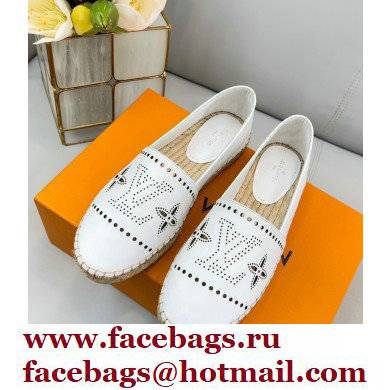 Louis Vuitton Perforated Calf Leather Starboard Flat Espadrilles White 2022