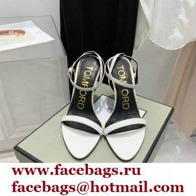 Tom Ford Heel 10.5cm Padlock Pointy Naked Sandals Leather White 2022
