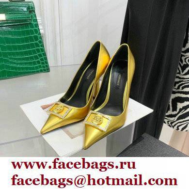 Versace Heel 10.5cm Crystal Medusa Pumps Calfskin Gold 2022 - Click Image to Close