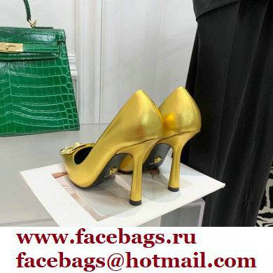 Versace Heel 10.5cm Crystal Medusa Pumps Calfskin Gold 2022