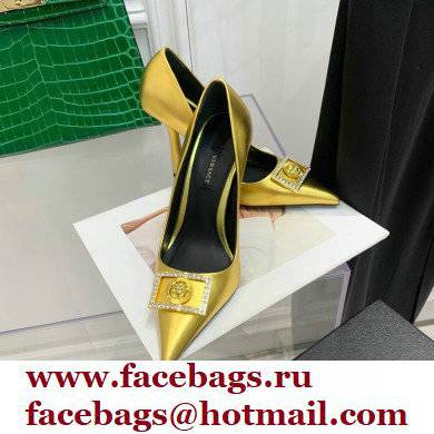 Versace Heel 10.5cm Crystal Medusa Pumps Calfskin Gold 2022