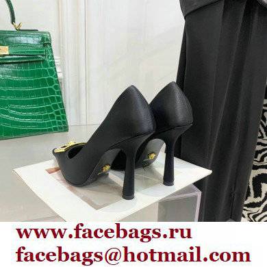 Versace Heel 10.5cm Crystal Medusa Pumps Satin Black 2022