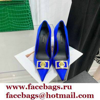 Versace Heel 10.5cm Crystal Medusa Pumps Satin Blue 2022