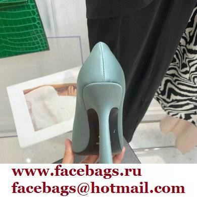 Versace Heel 10.5cm Crystal Medusa Pumps Satin Cyan 2022 - Click Image to Close