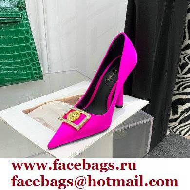 Versace Heel 10.5cm Crystal Medusa Pumps Satin Fuchsia 2022 - Click Image to Close