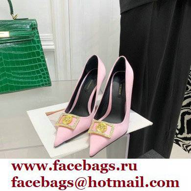 Versace Heel 10.5cm Crystal Medusa Pumps Satin Pink 2022 - Click Image to Close