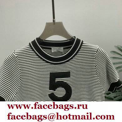 chanel NO.5 black striped T-shirt 2022 - Click Image to Close