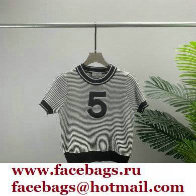 chanel NO.5 black striped T-shirt 2022 - Click Image to Close