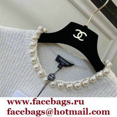 chanel logo printed KNITTED T-shirt WHITE 2022 - Click Image to Close
