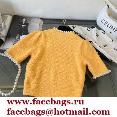 chanel logo printed KNITTED T-shirt YELLOW 2022 - Click Image to Close