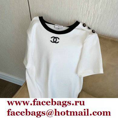 chanel logo printed T-shirt white 01 2022
