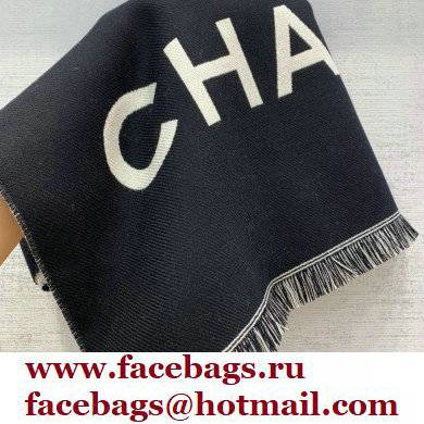 chanel logo printed cashmere scarf black 2022
