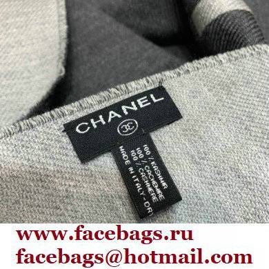chanel logo printed cashmere scarf gray 2022